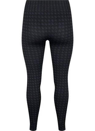 Naadloze legging in pied-de-poule patroon, Black w. Dark Grey, Packshot image number 1
