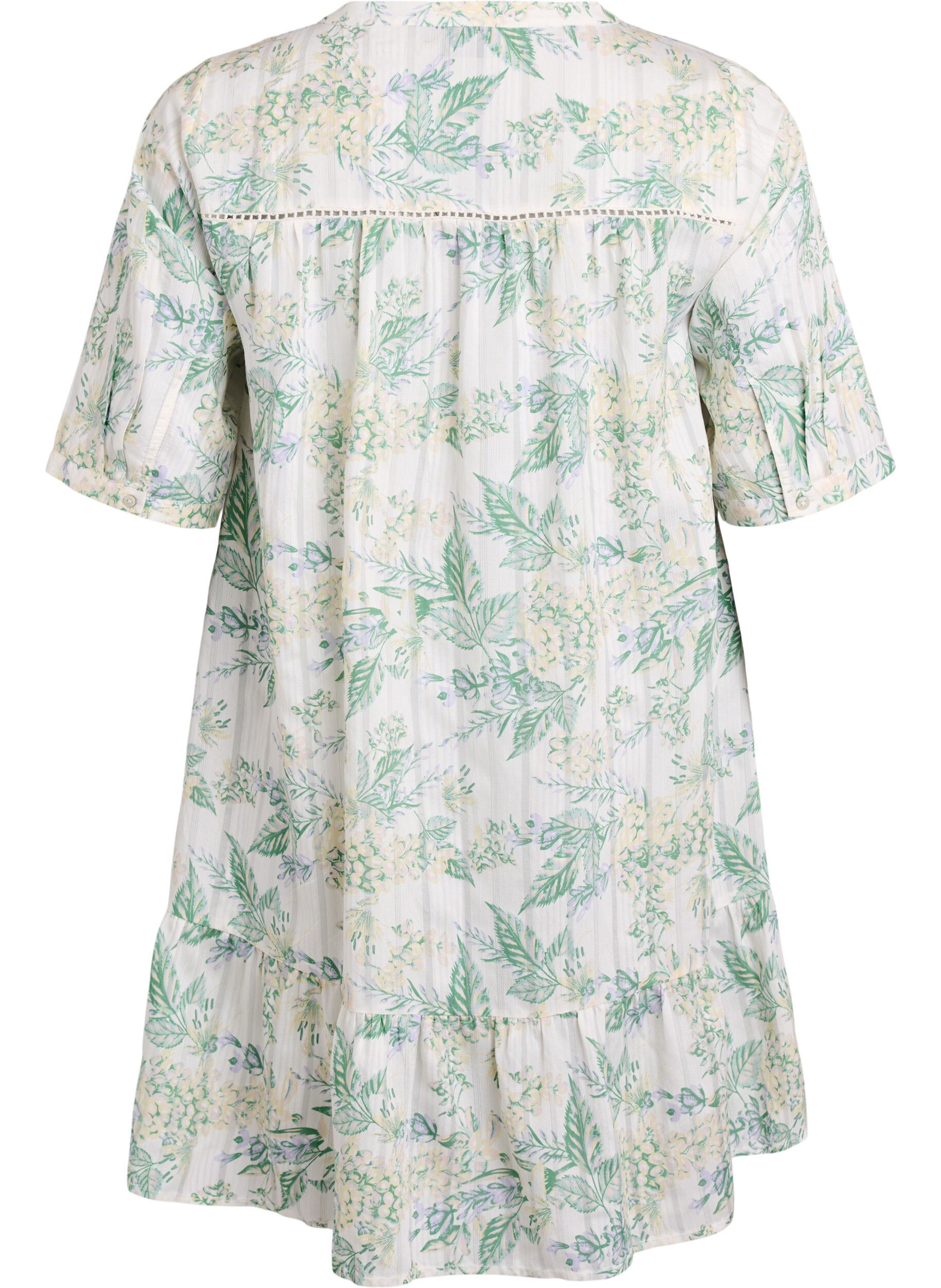 Zizzi Robe courte en viscose avec bordure en dentelle et coupe trap&egrave;ze, Blanc, Packshot image number 1