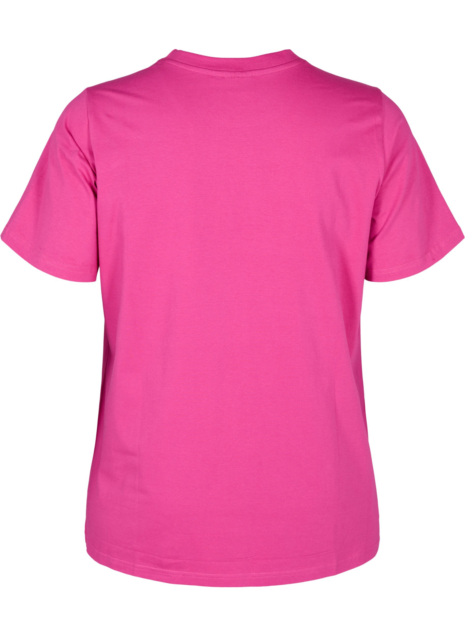 ZizziT-shirt in biologisch katoen met een ronde hals, Raspberry Rose, Packshot image number 1