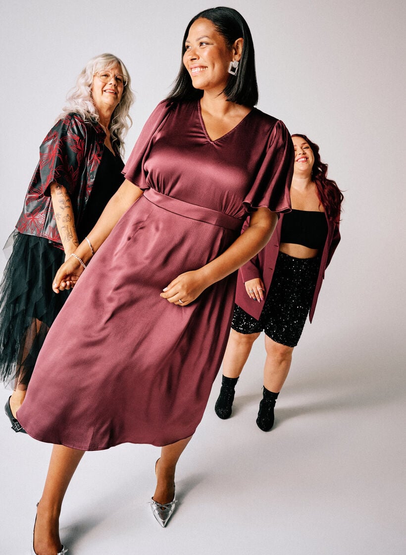 Robe de soir&eacute;e mi-longue &agrave; taille empire, Bordeaux fonc&eacute;, Image image number 0