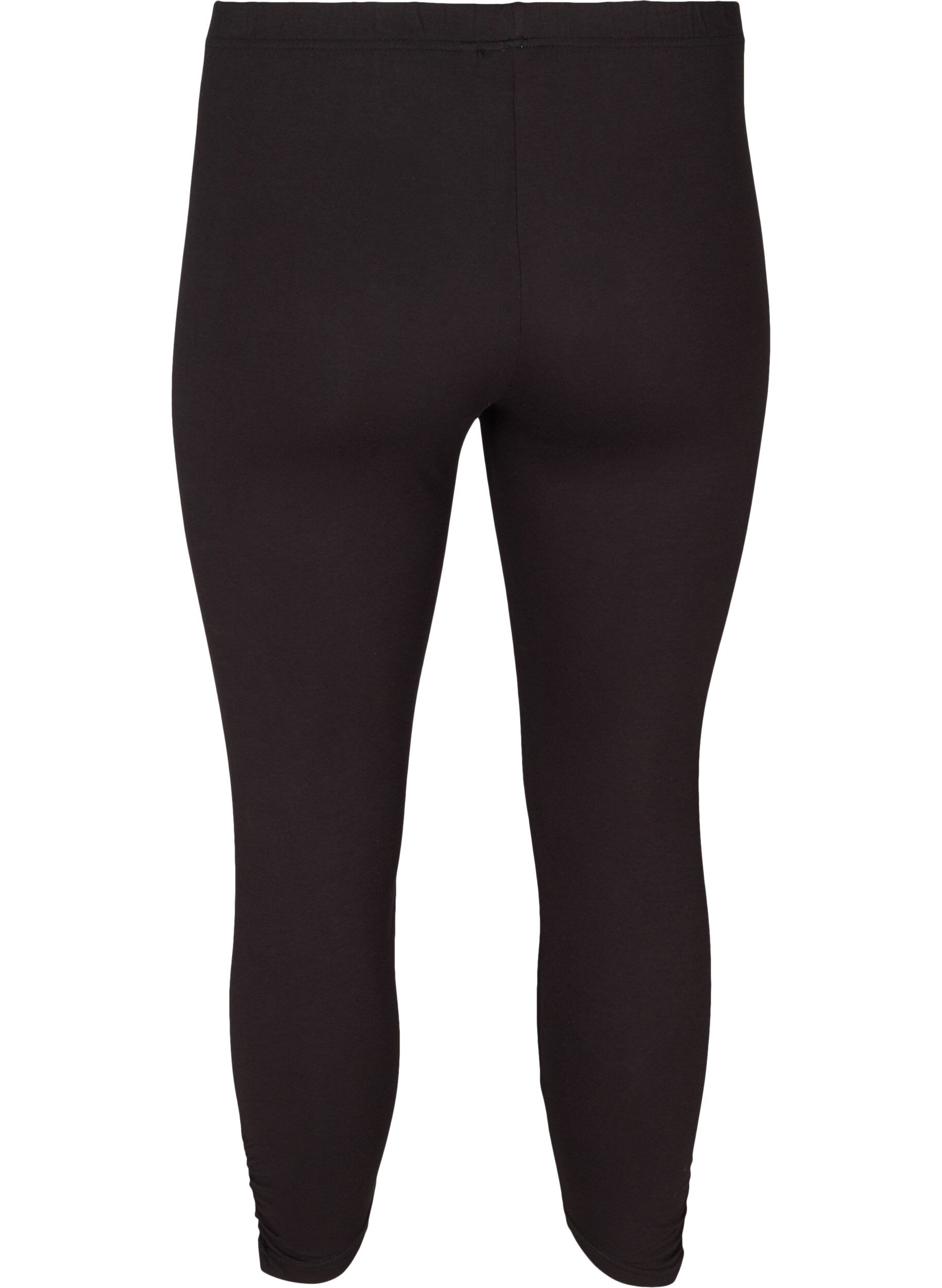 Zizzi Legging 3/4 basique avec d&eacute;tail froiss&eacute;, Black, Packshot image number 1