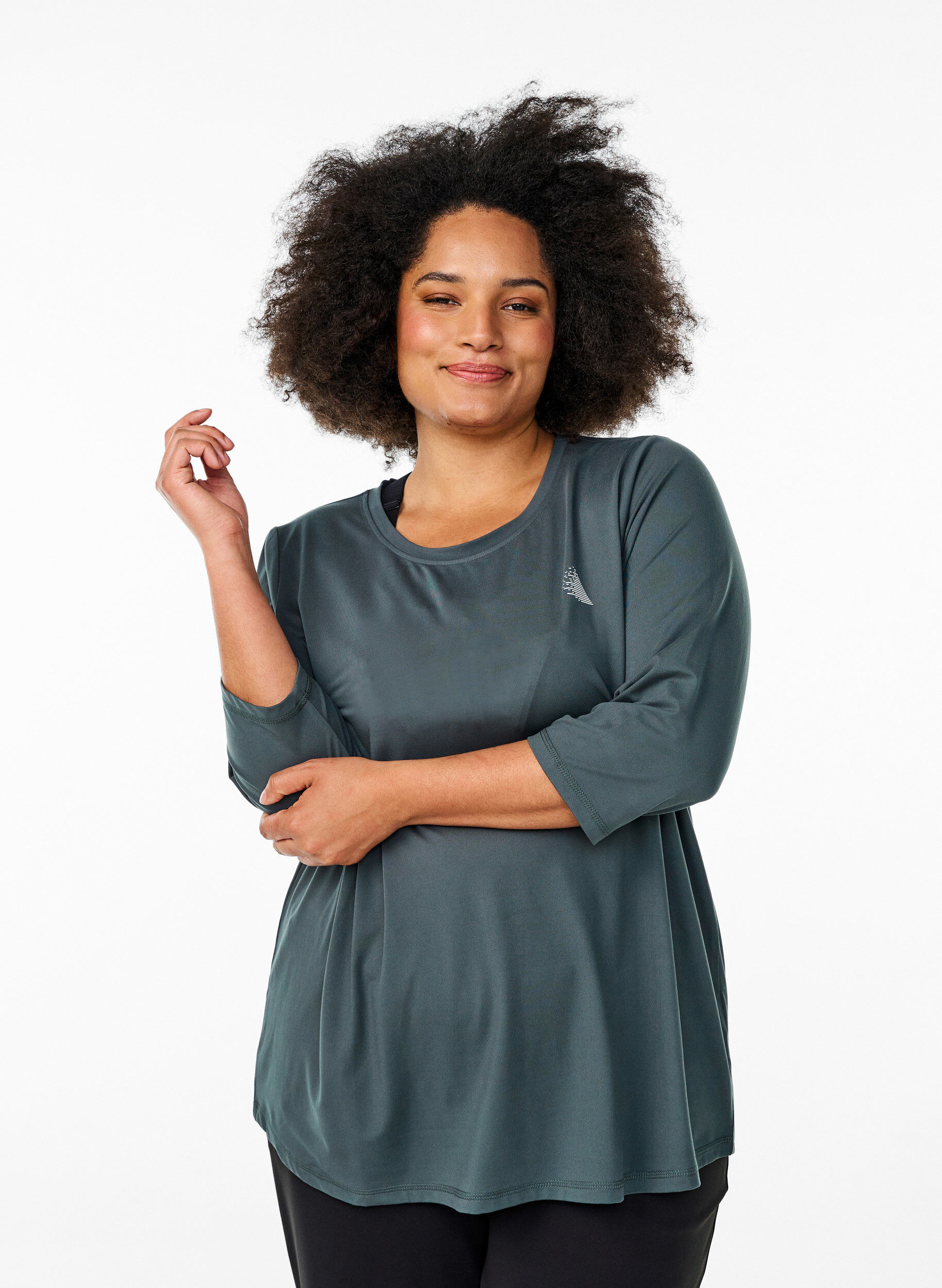 Chemisier d'entra&icirc;nement avec manches 3/4, Gris, Model