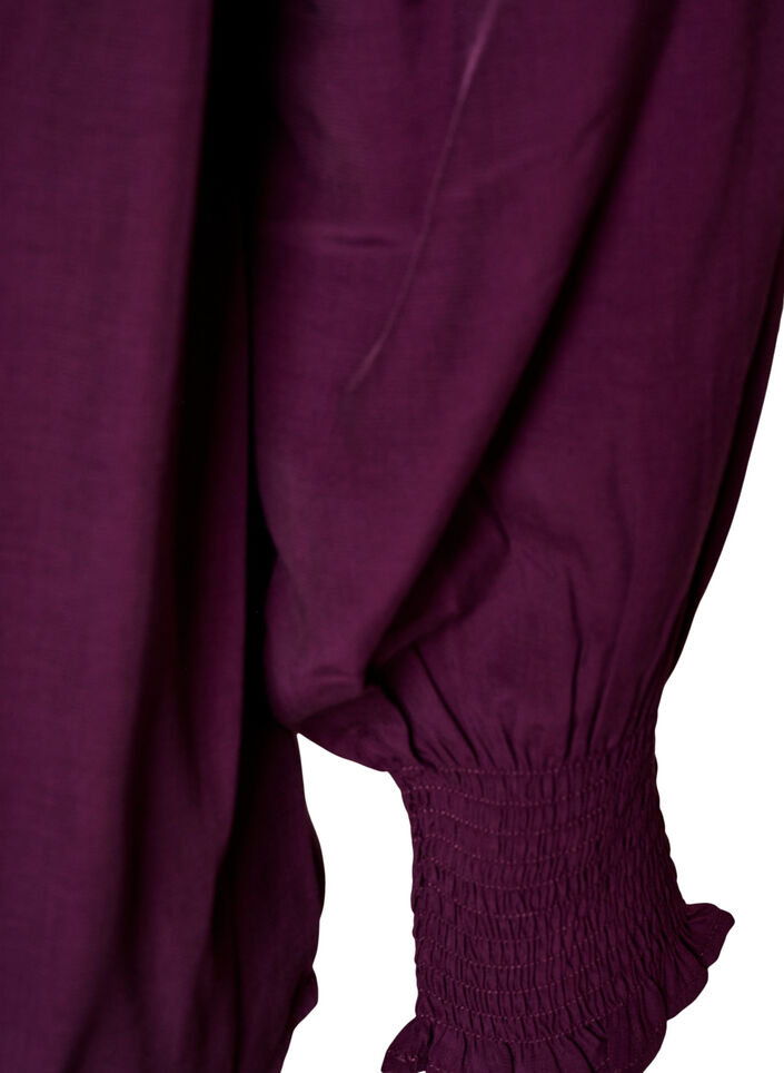 Blouse avec col &agrave; volants et fronces, Violet, Packshot image number 3