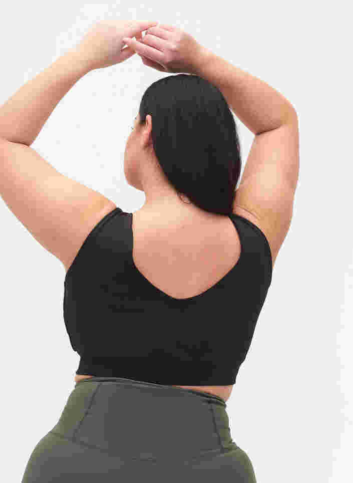 Brassière de sport de couleur contrastée avec dos en V, Black, Model image number 1