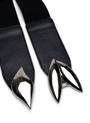 Elastische tailleband met zilverkleurige gesp, Black Silver Buckle, Packshot image number 2