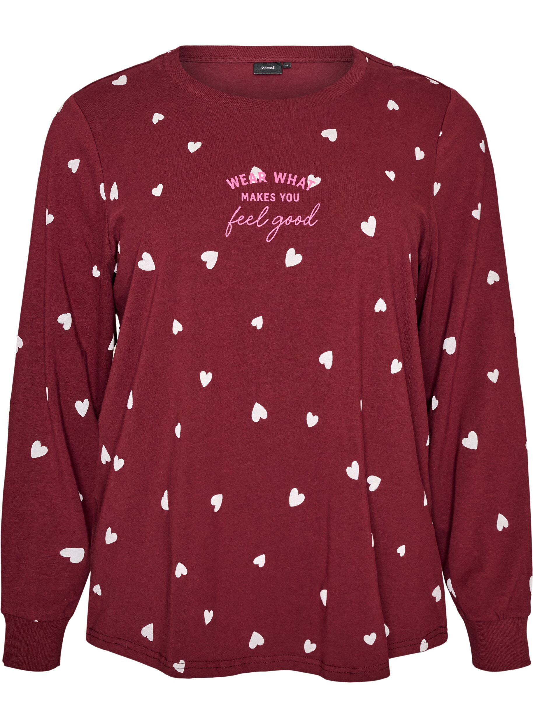 ZizziNachtblouse met een print, Rood, Packshot image number 0
