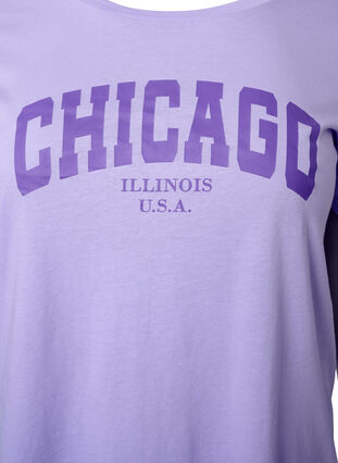T-shirt en coton avec texte imprimé, Lavender W. Chicago, Packshot image number 2