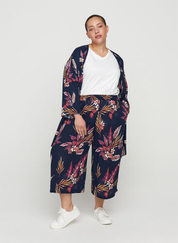 Pantalon-culotte ample en viscose, Indian Summer Flower, Model image number 0
