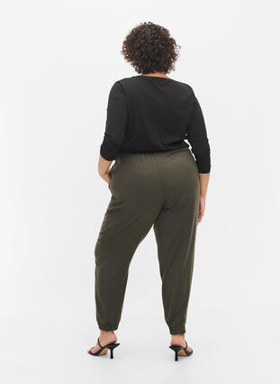 Pantalon avec poches et ourlet élastique, Dark Olive, Model image number 1