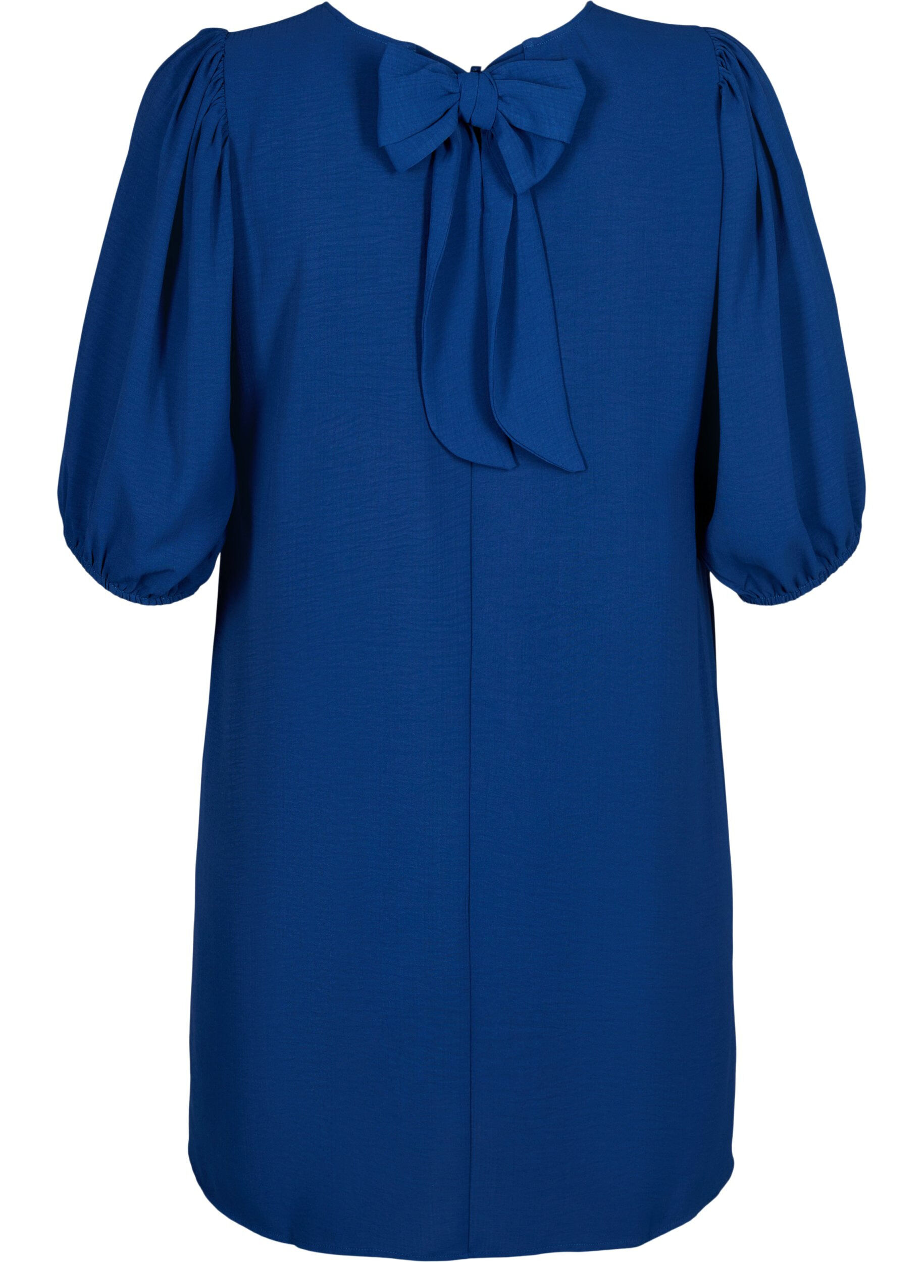 Zizzi Robe courte avec n&oelig;ud dans le dos, Estate Blue, Packshot image number 1