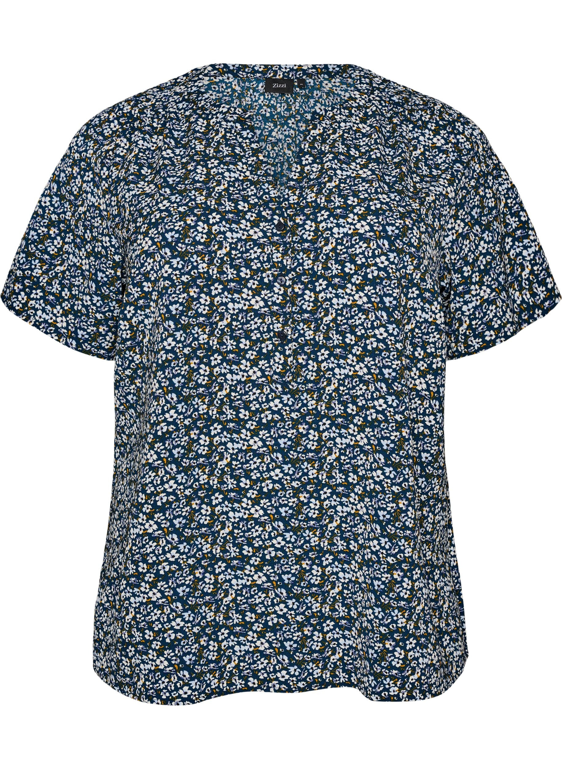 Blouse &agrave; manches courtes et encolure en V