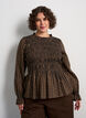 Blouse &agrave; carreaux avec smocks et basque, Marron, Model image number 0
