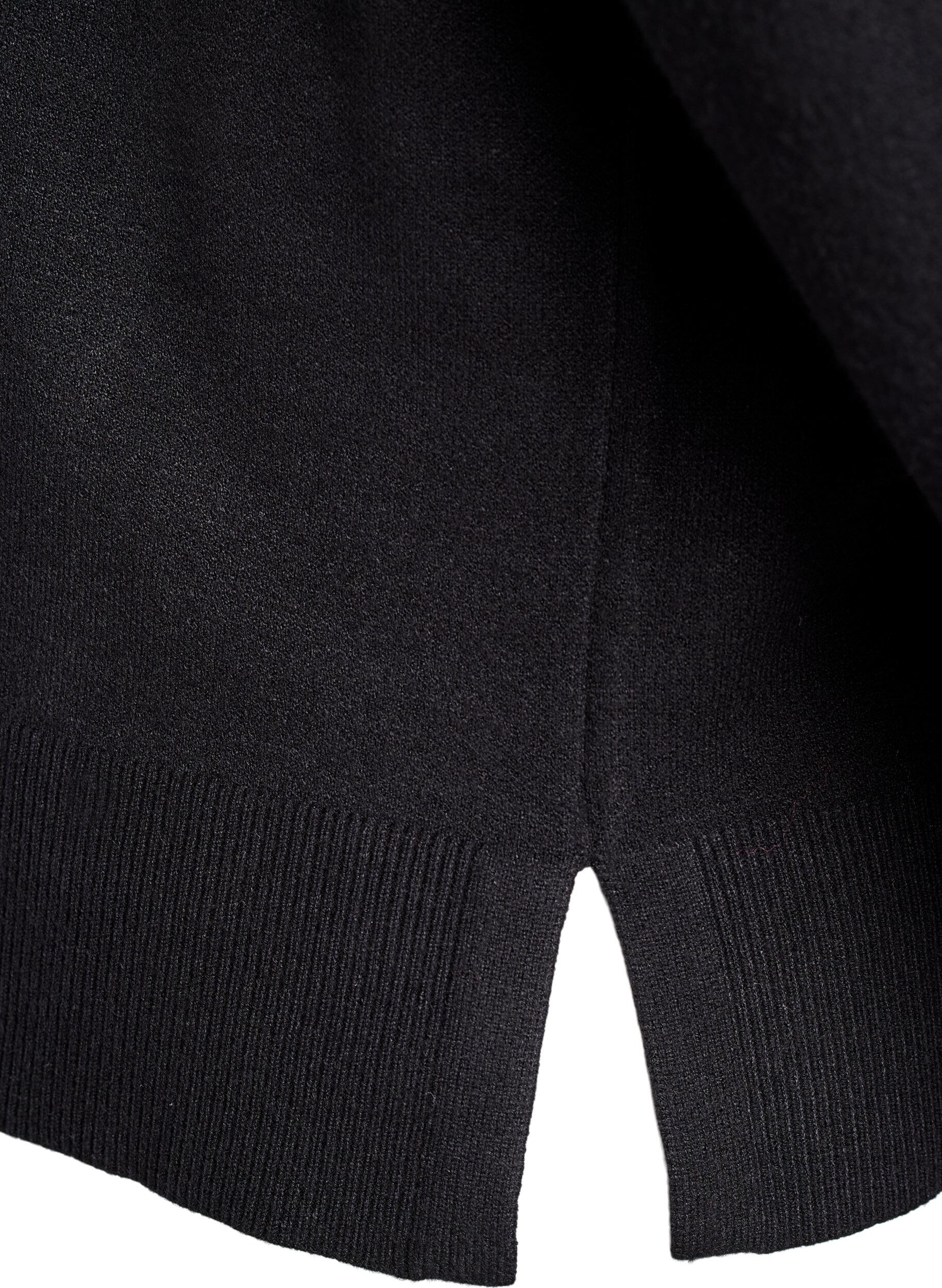 Zizzi Blouse en maille &agrave; col montant, Noir, Packshot image number 3