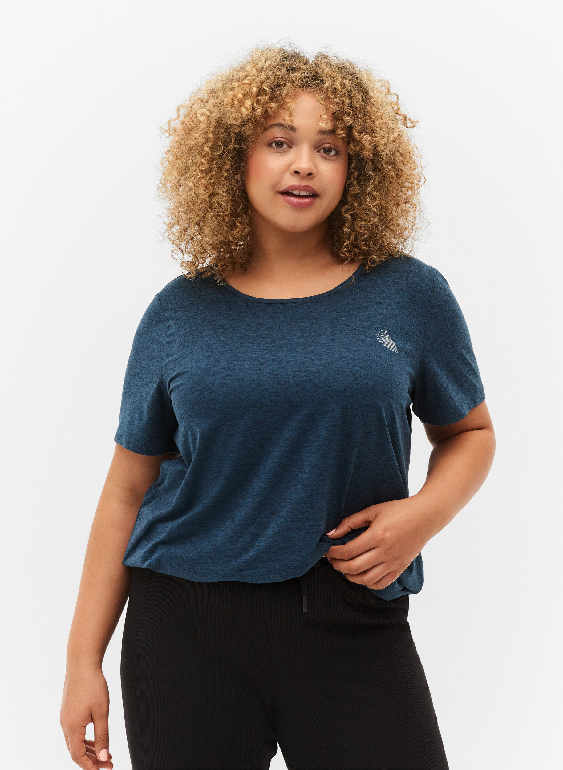 ZizziGem&ecirc;leerd sport t-shirt met ronde hals, Night Sky Mel., Model image number 0