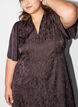 Midi-jurk met jacquard en paisleypatroon en vleugelmouwen, Bruin, Model image number 2