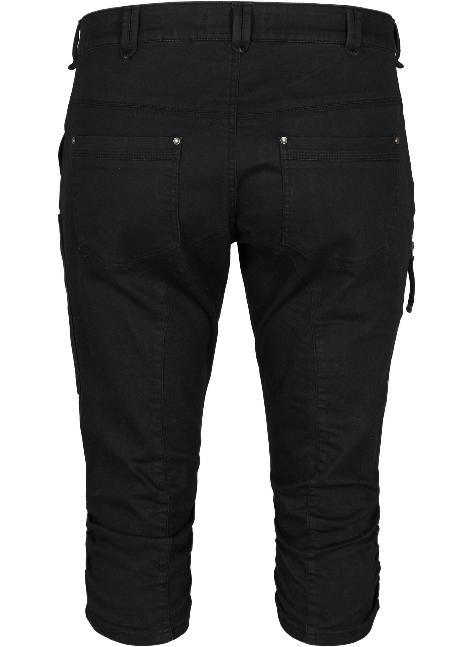 ZizziSlim fit capri jeans met zakken, Zwart, Packshot image number 1