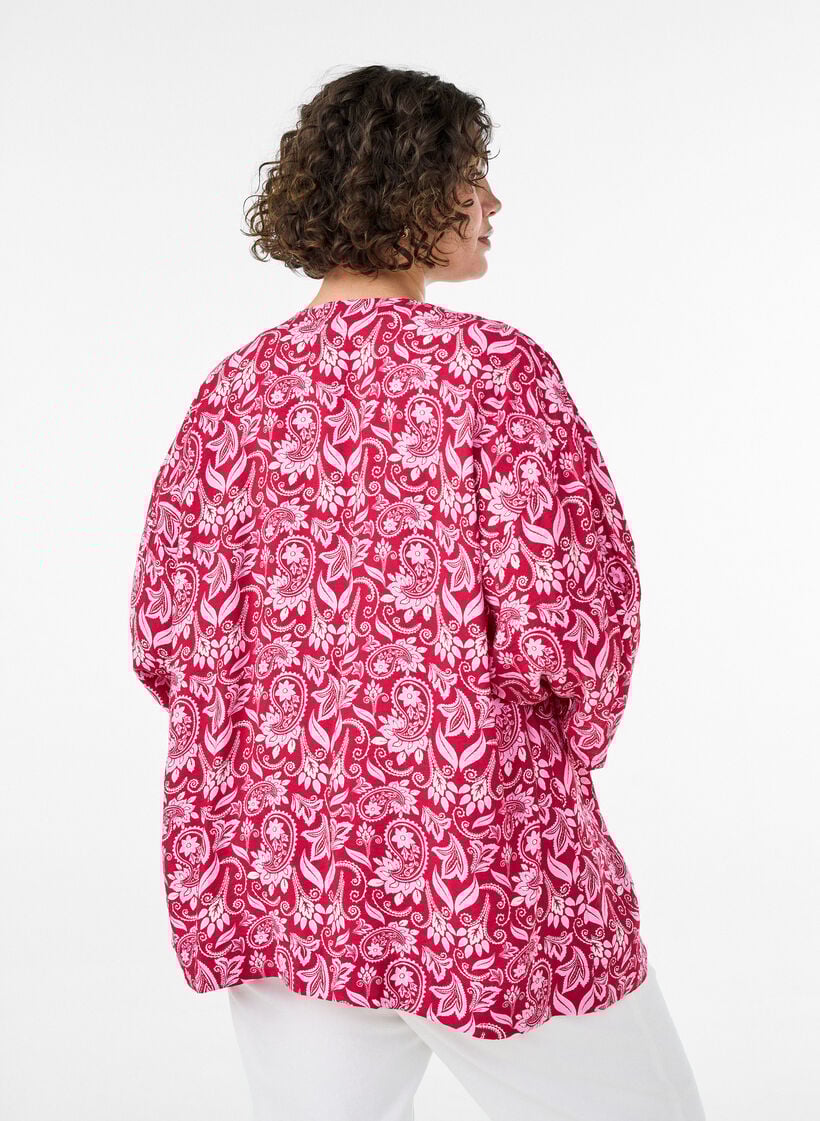 Kimono court en viscose avec manches 3/4, Rose, Model image number 2