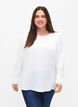 Blouse met lange mouwen en textuur, Bright White, Model image number 0