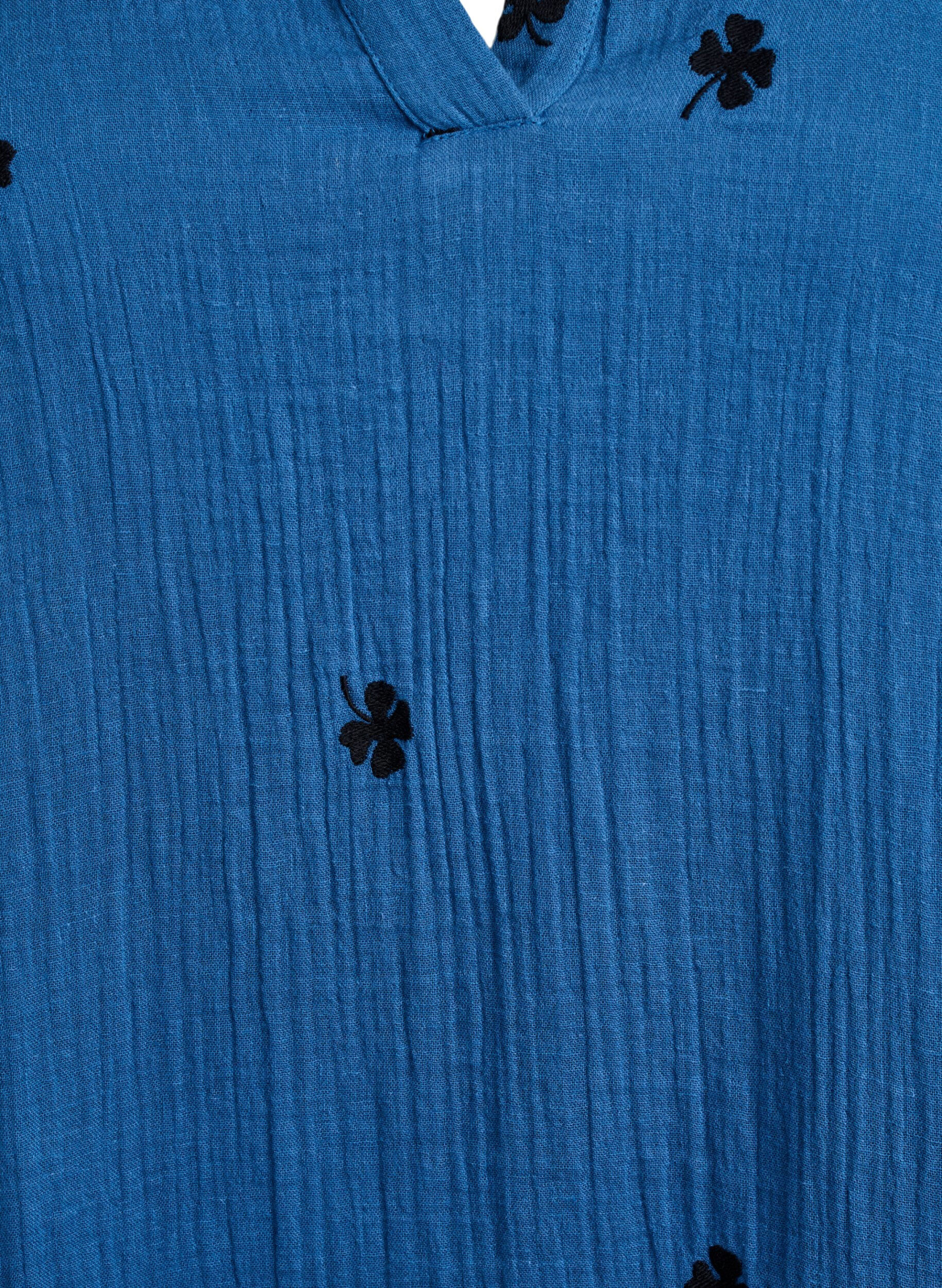 Zizzi Robe courte en mousseline de coton avec motif, Bleu, Packshot image number 2