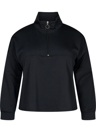Sweatshirt van modalmix met hoge hals, Black, Packshot image number 0