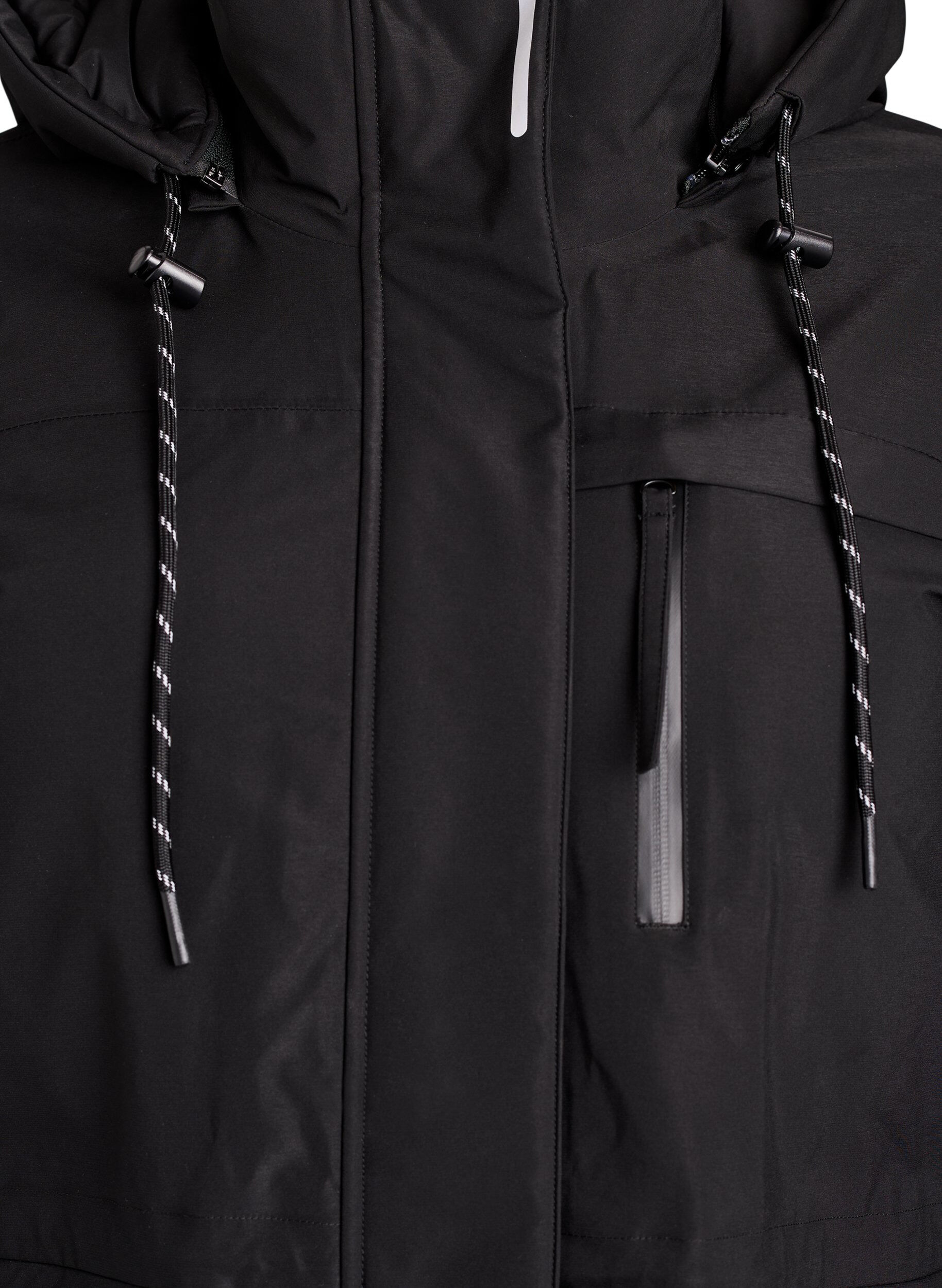 Zizzi Parka d&eacute;perlante &agrave; capuche et d&eacute;tails fonctionnels, Noir, Packshot image number 2