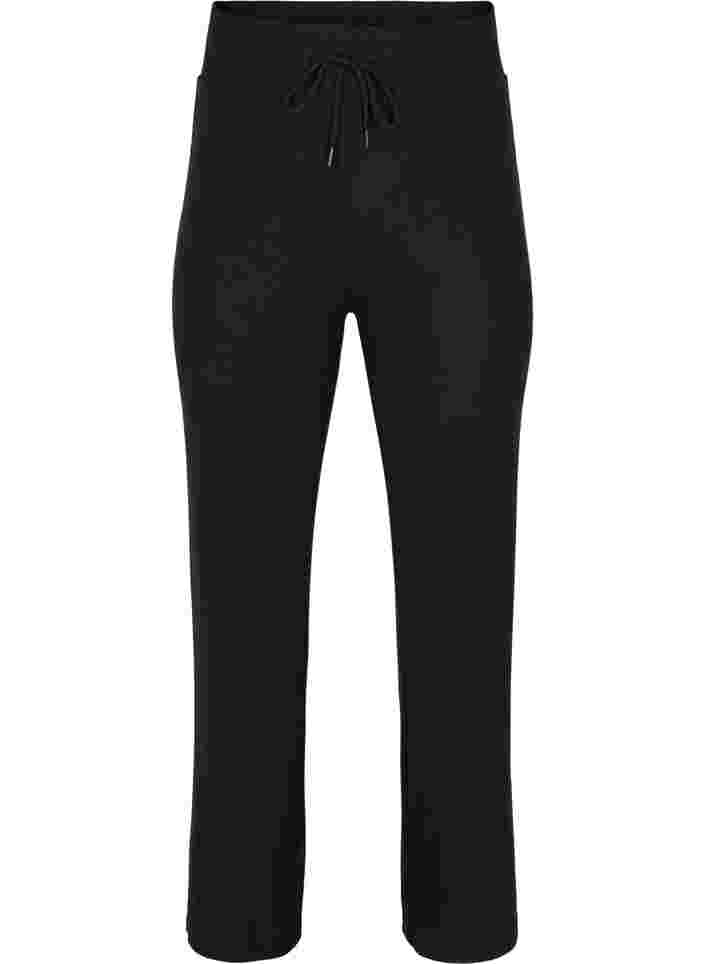 Pantalon d'entraînement évasé en côte, Black, Packshot image number 0