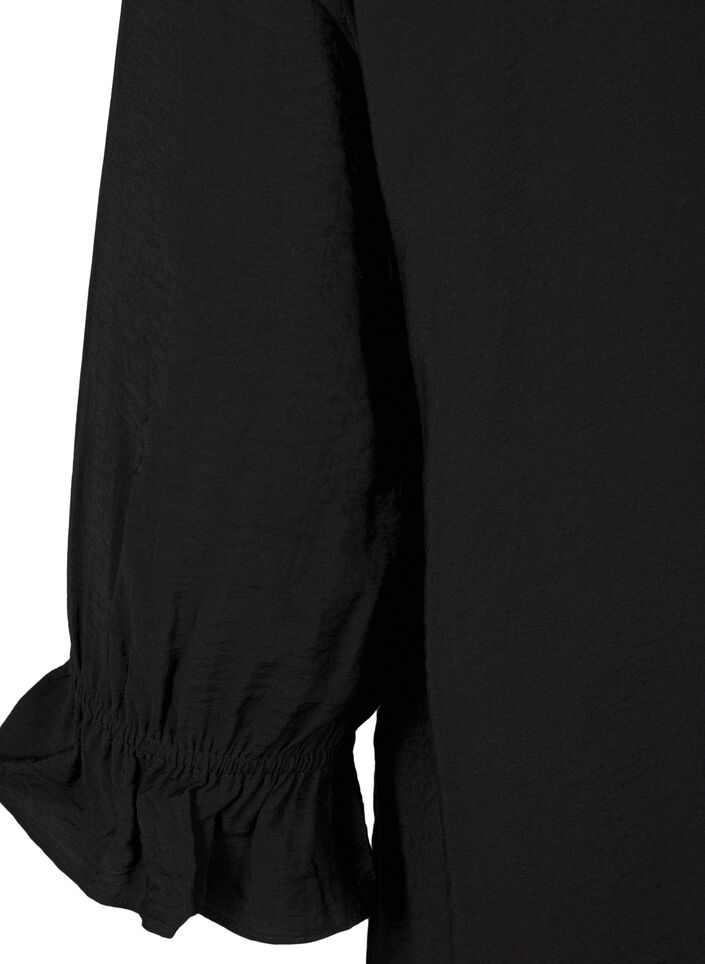 Lang viscose shirt met kanten detail, Black, Packshot image number 3