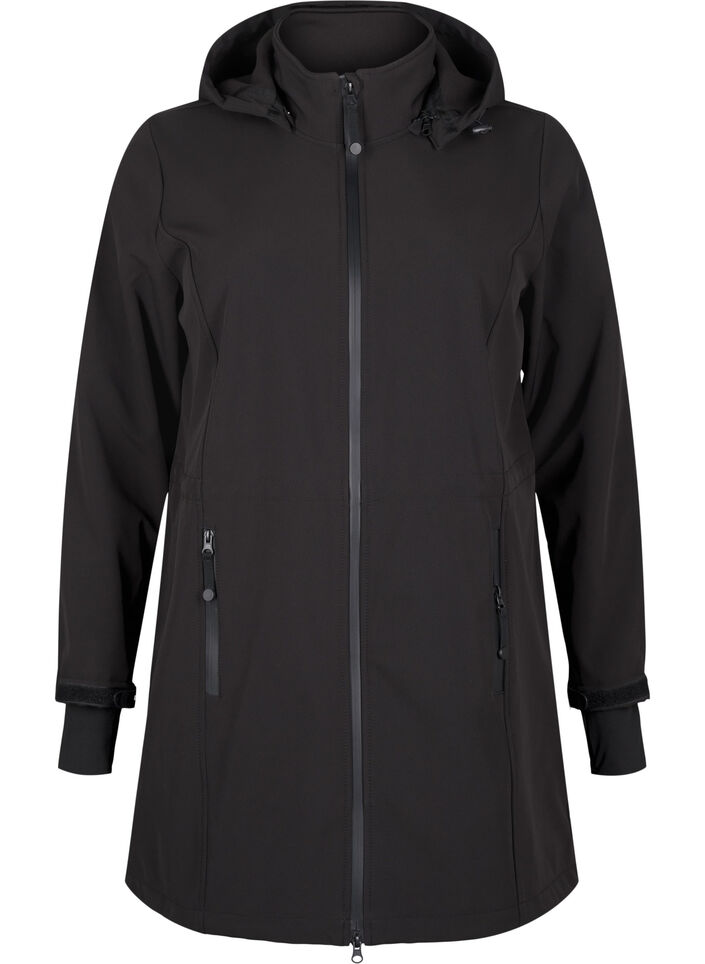 Softshell jas met afneembare capuchon, Zwart, Packshot image number 4
