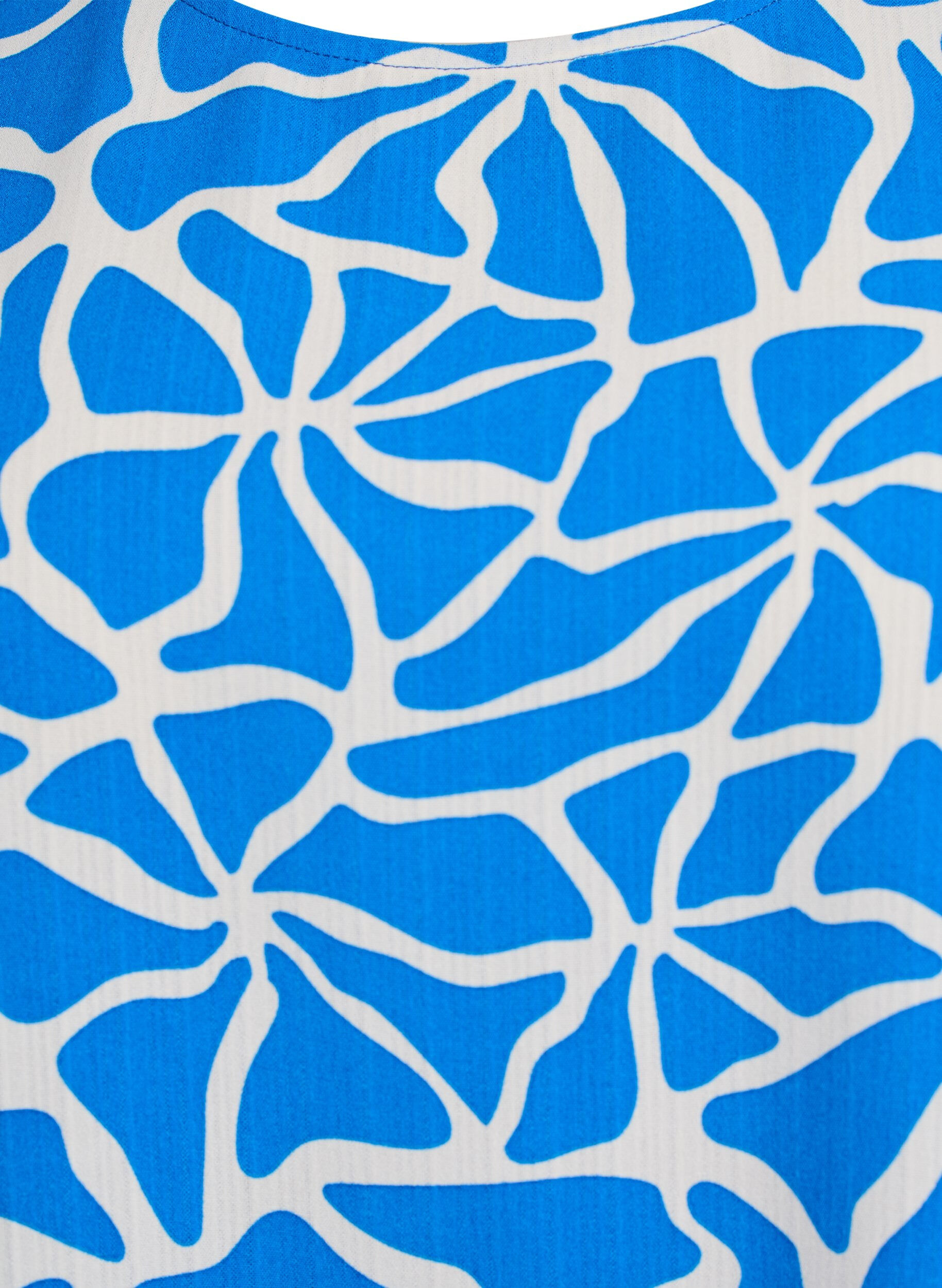 ZizziBlouse met korte mouwen en ronde hals, Blauw, Packshot image number 2