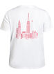 T-shirt avec imprim&eacute; de texte et col rond, Blanc, Packshot image number 1