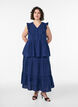 Blouse sans manches en mousseline de coton avec volants, Bleu, Model image number 1