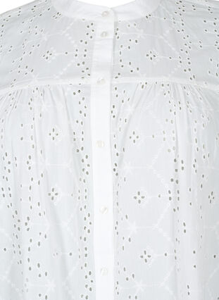 Robe chemise en coton à broderie anglaise, Bright White, Packshot image number 2