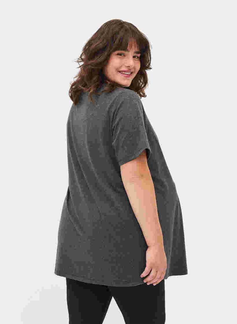 Zwangerschaps t-shirt in katoen met korte mouwen , Dark Grey Melange, Model image number 1