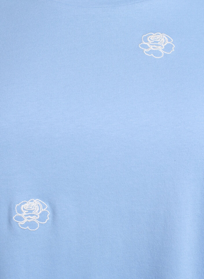 T-shirt in biologisch katoen met geborduurde motieven, Blauw, Packshot image number 2