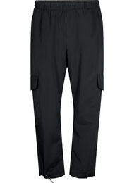 Pantalon cargo court avec élastique réglable, Black, Packshot