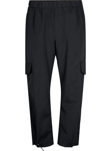 Pantalon cargo court avec élastique réglable, Black, Packshot image number 0