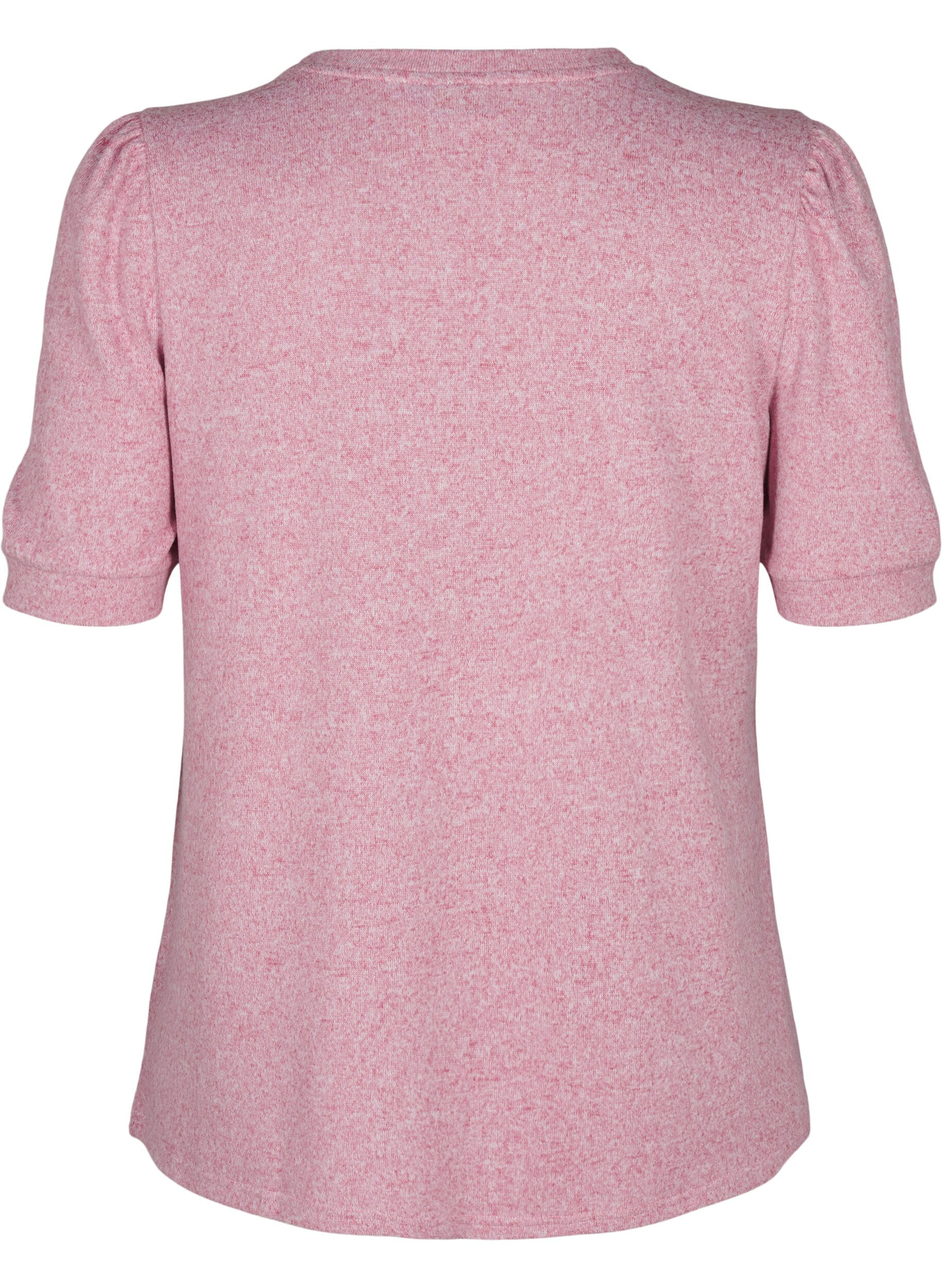 ZizziBlouse met knoopdetail en korte pofmouwen, Rood, Packshot image number 1