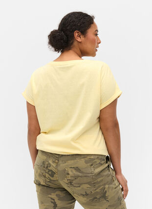 Gemêleerd t-shirt in katoen, Pale Banana Melange, Model image number 1