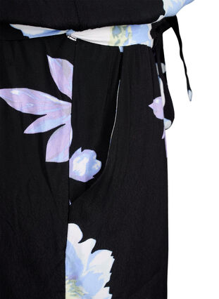 Mouwloze jumpsuit van viscose, Black Big Flower AOP, Packshot image number 4