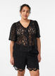Short en dentelle taille haute avec poches, Noir, Model image number 0