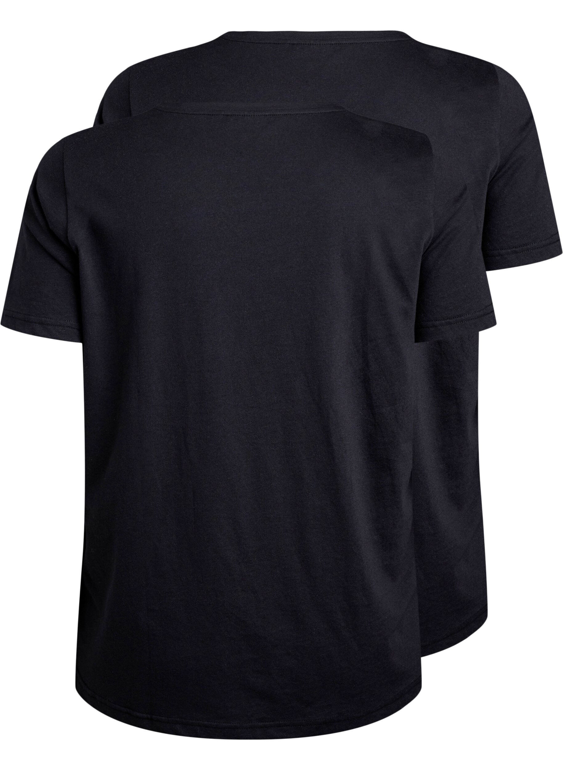 Zizzi FLASH - Lot de 2 t-shirts &agrave; col rond, Black/Black, Packshot image number 1