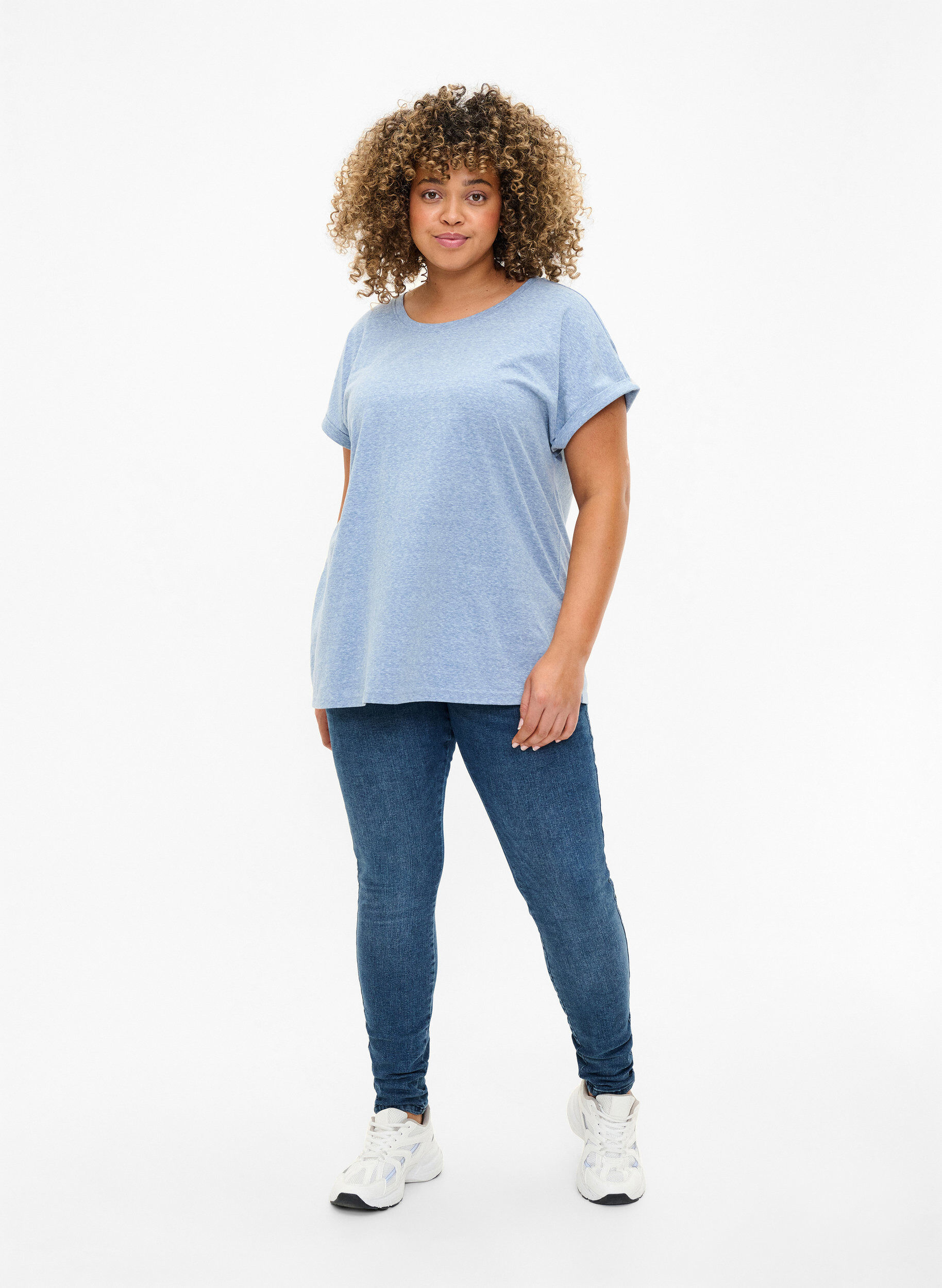 ZizziGem&ecirc;leerd T-shirt met korte mouwen, Blauw, Model image number 1