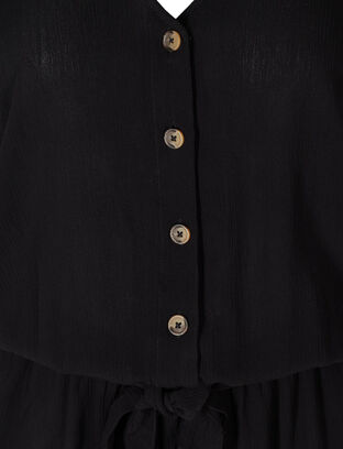 Viscose jumpsuit met tailleband en v-hals, Black, Packshot image number 2