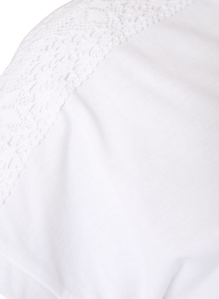 Katoenen T-shirt met haakdetail, Wit, Packshot image number 3
