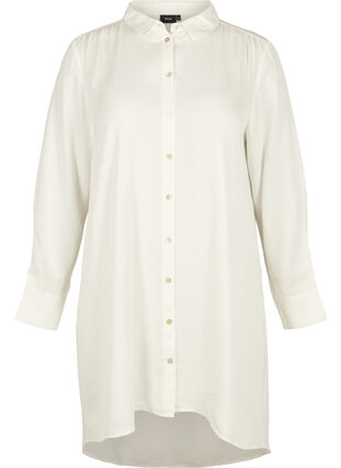 lange blouse in viscose met knoopsluiting, Snow White, Packshot image number 0