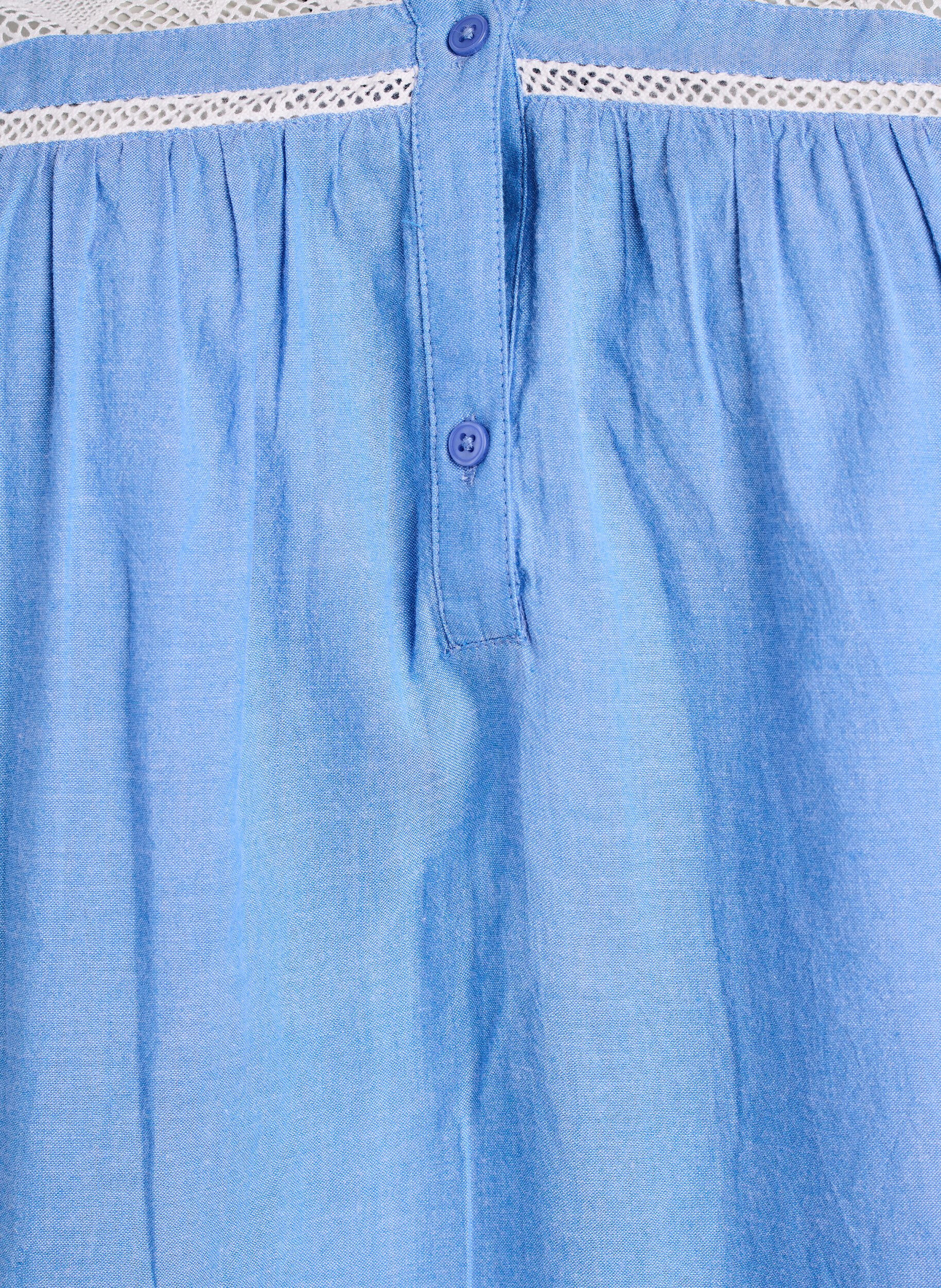 ZizziKatoenen blouse zonder mouwen met rucheranden, Blauw, Packshot image number 2
