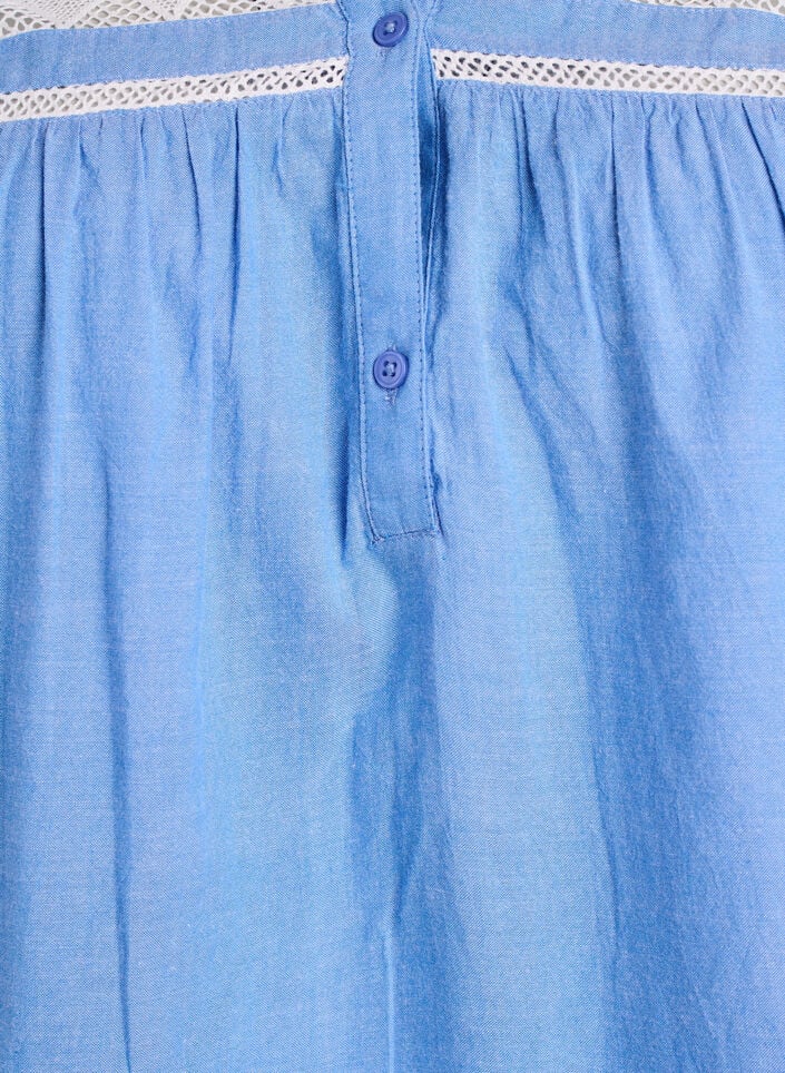 Katoenen blouse zonder mouwen met rucheranden, Blauw, Packshot image number 2