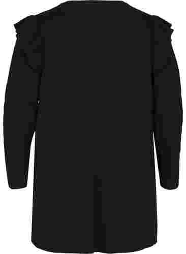 Cardigan en maille à volants et poches, Black, Packshot image number 1