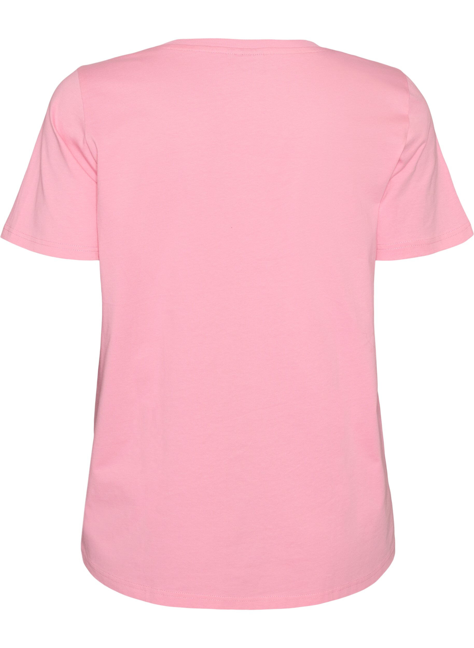 ZizziT-shirt en coton avec imprim&eacute; devant, Rose, Packshot image number 1