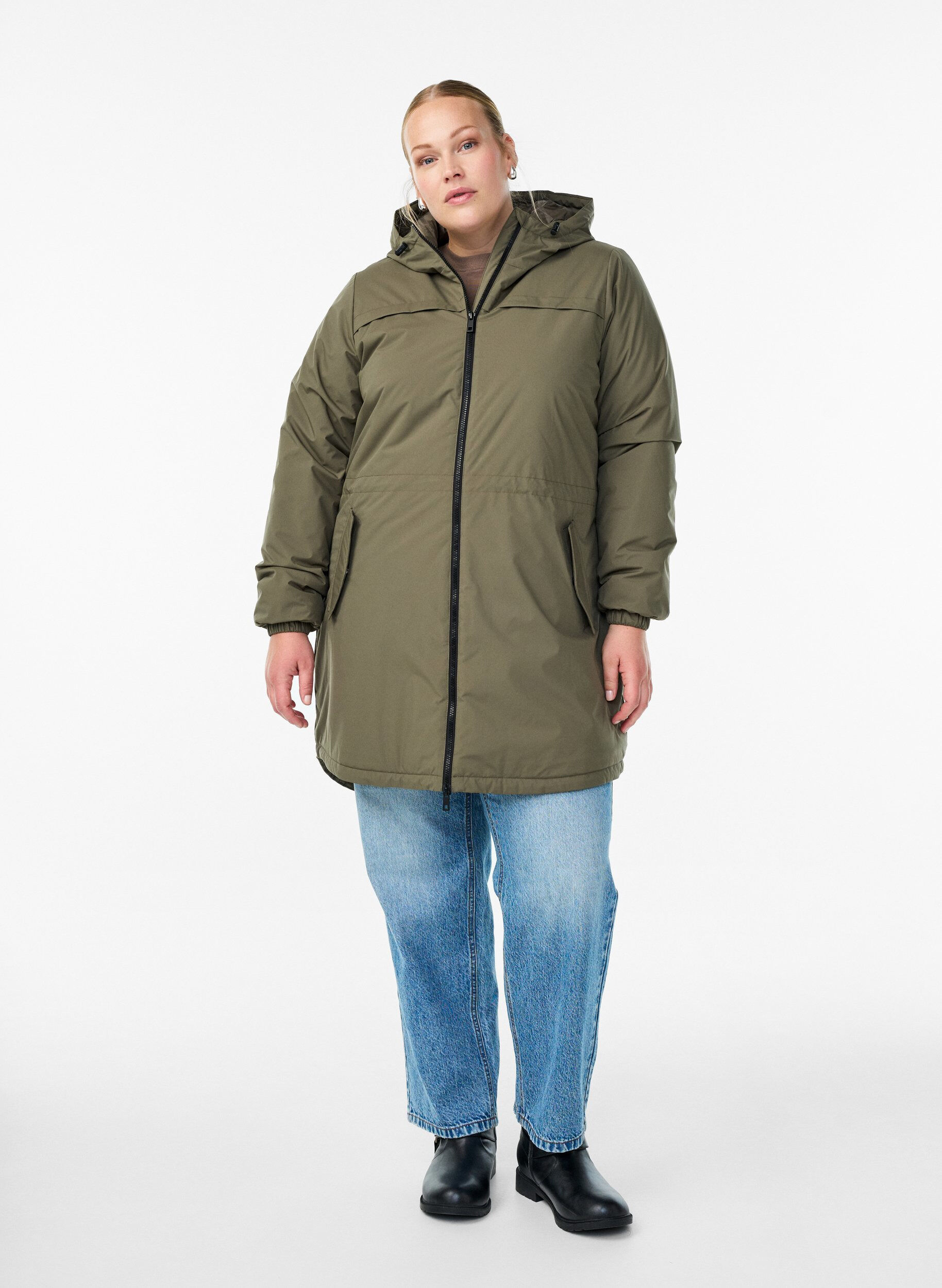 ZizziLichtgewicht gewatteerde parka met een capuchon, Groen, Model image number 1